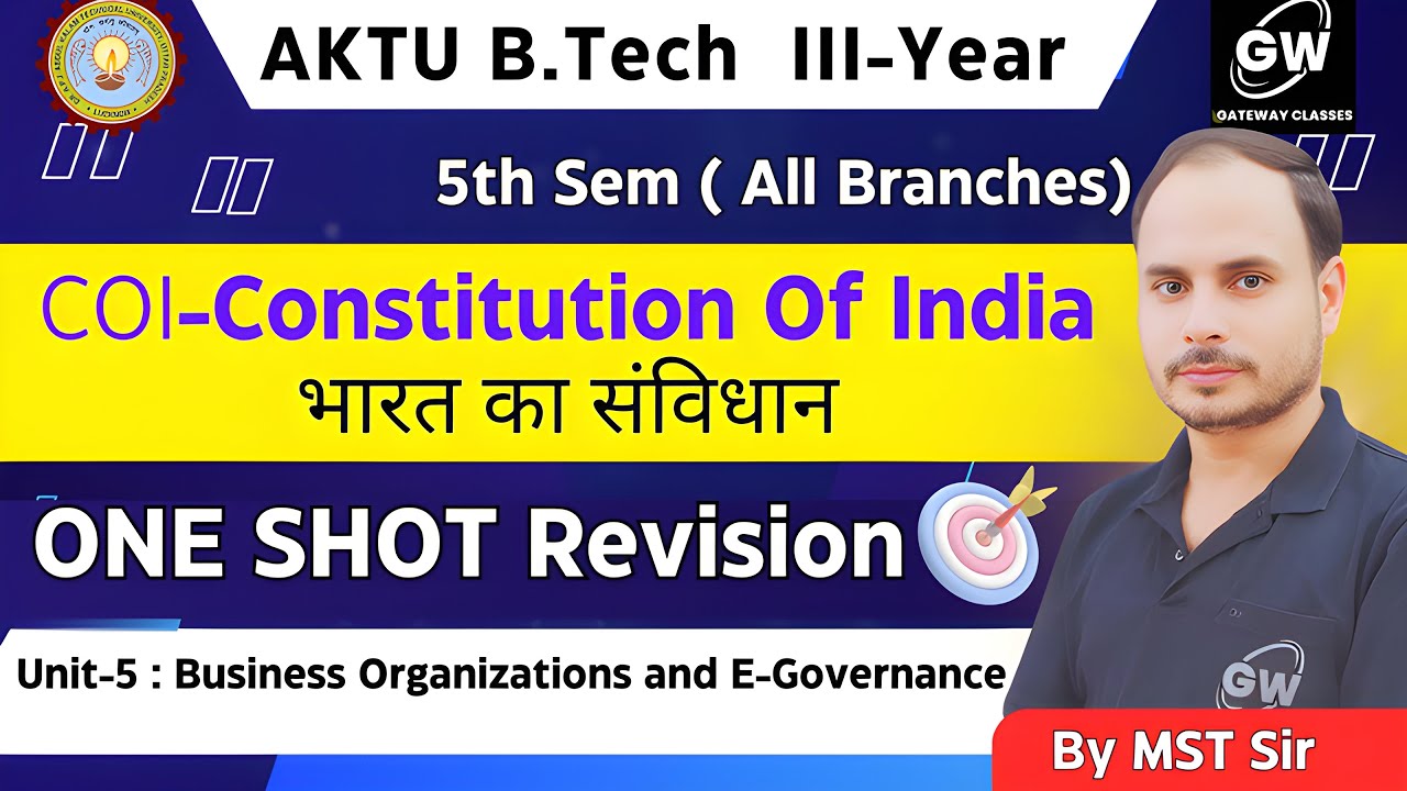 UNIT-5 II ONE SHOT II COI-CONSTITUTION OF INDIA I by M S Tomer Sir I Gateway Classes I AKTU