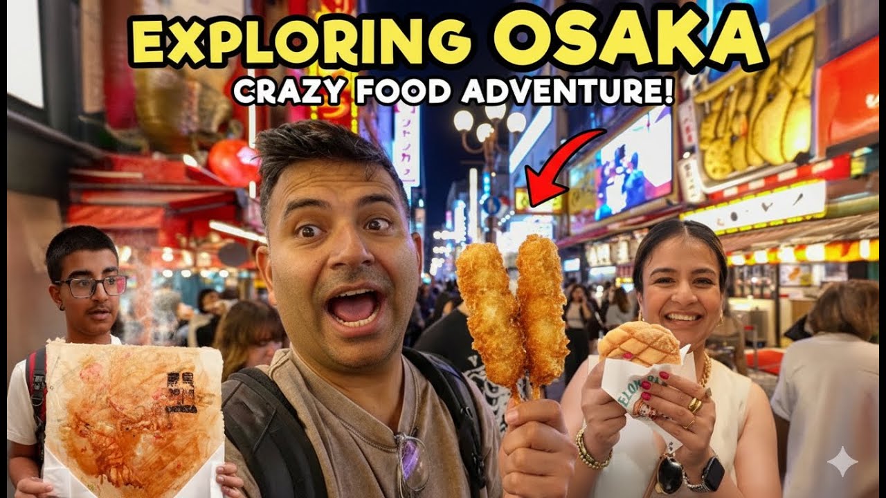 First Day in Osaka - Eating Best Food in local Markets - Dotonbori, Shinsekai, Kuromon | Japan #7