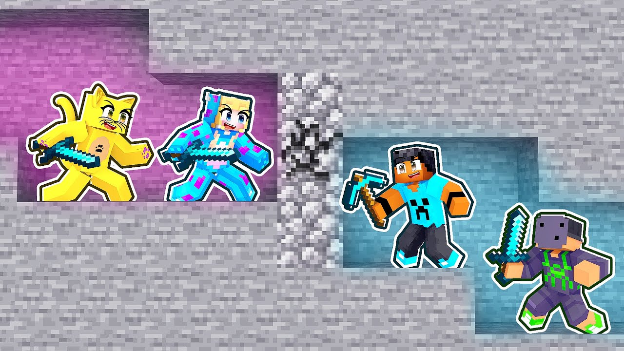 Caçadoras MENINAS Vs MENINOS Speedrunners no Minecraft