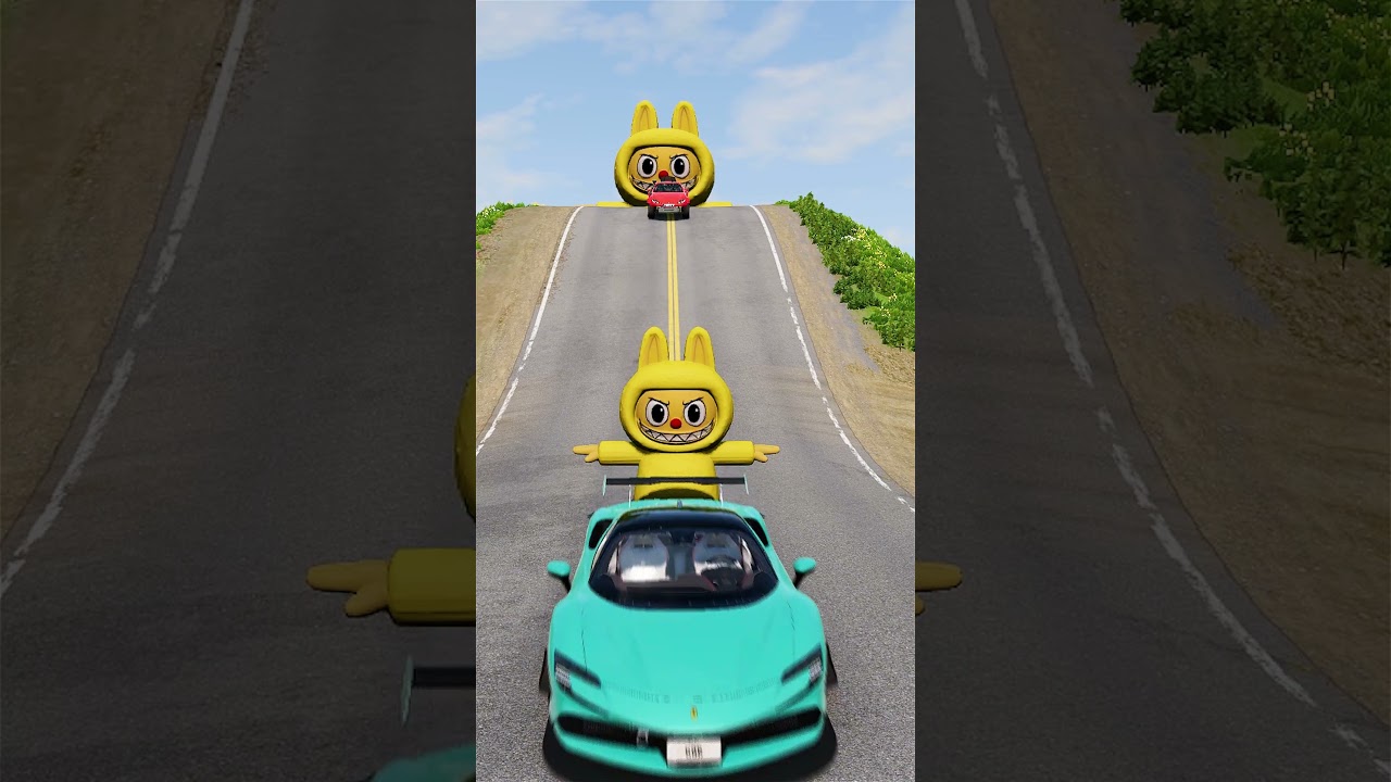 Beautiful Cars vs Sisi Labubu Character Model BeamNG Drive #beamngchallenge #beamngtest