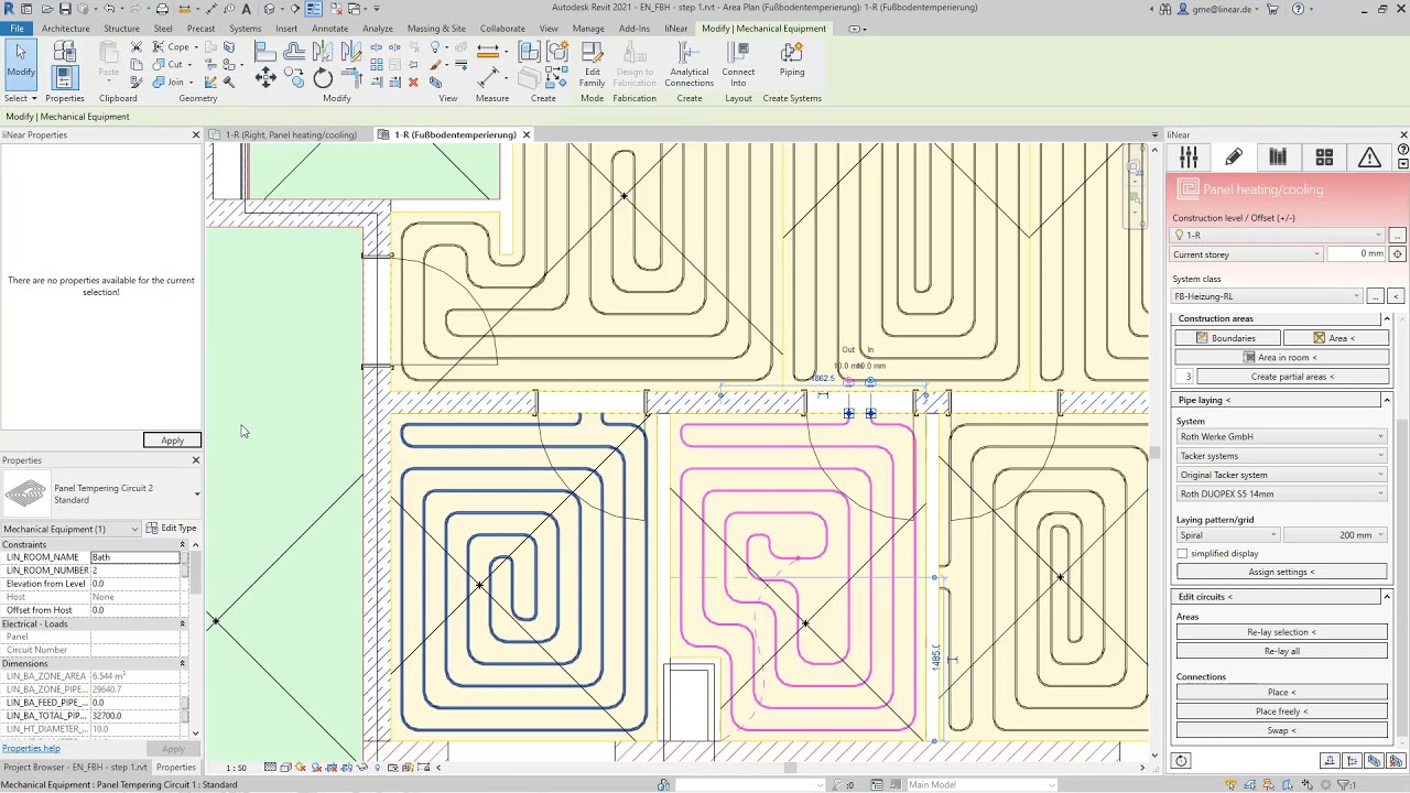 Underfloor heating in Revit