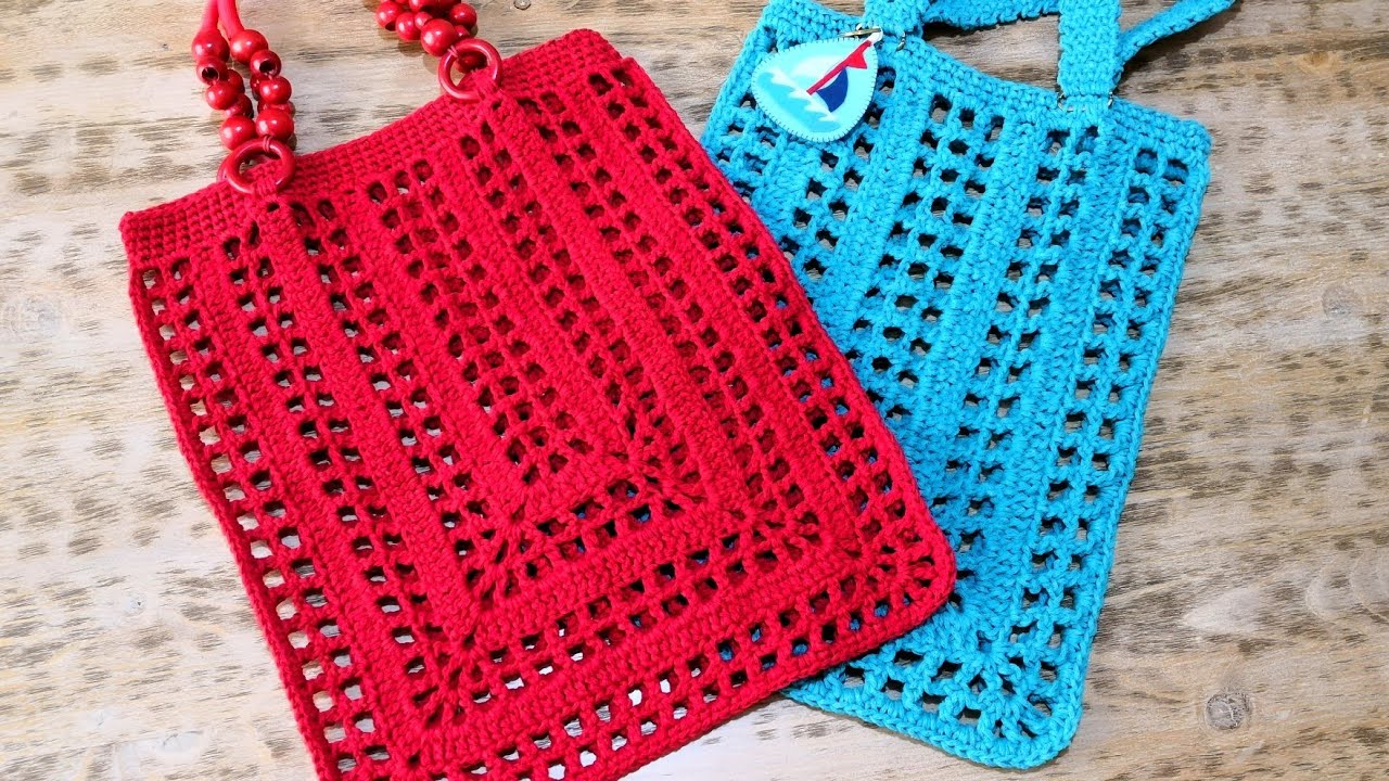 Kolay File Alışveriş Çantası Yapımı / Crochet Rectangle Market Bag (Eng. Subt.)
