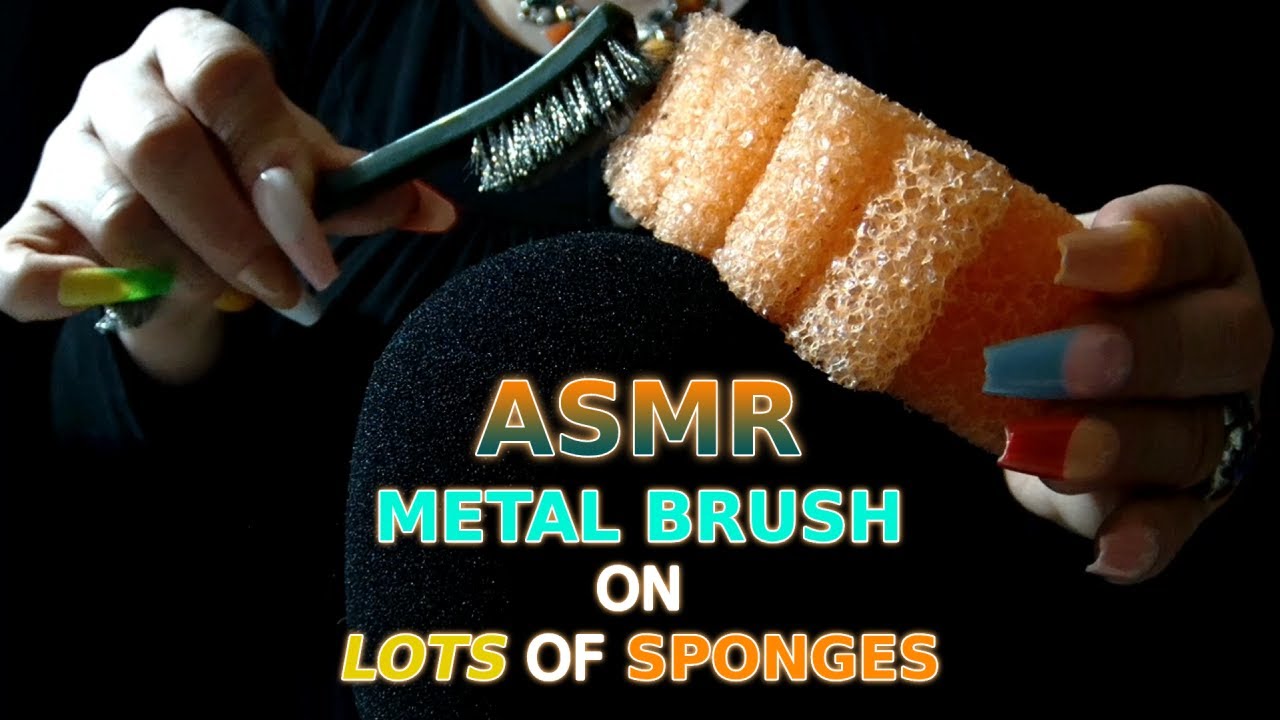 ASMR Intense Metal-String Brush on Magic Sponge, Scrub Daddies & Scour Sponges | CRISP & Crunchy