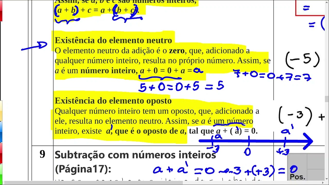 006 01 Números Inteiros  módulos  expressões algébricas adição e propriedades sub Exercícios