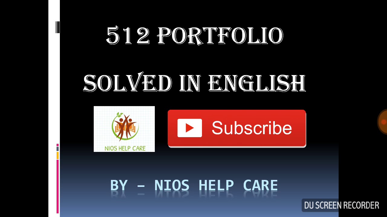 512 WBA PORTFOLIA OF A CHILD SOLVED IN ENGLISH NIOS