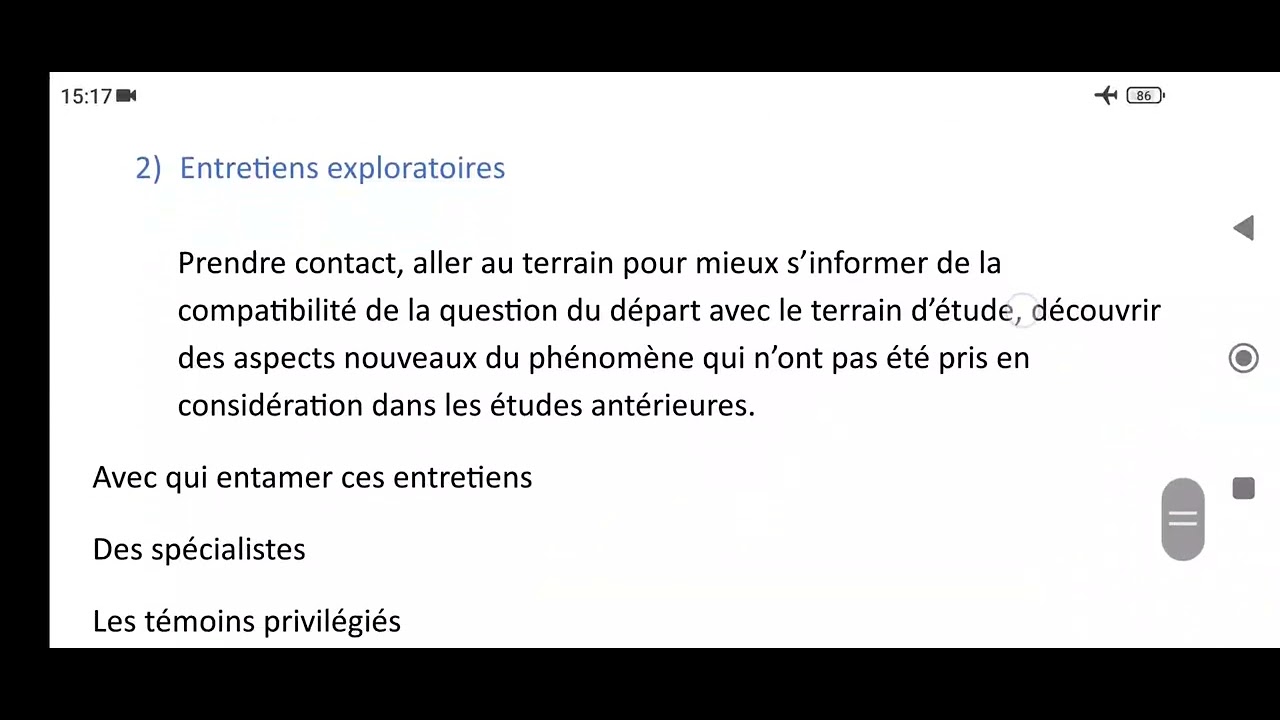L'exploration :                                    2- les entretiens exploratoires