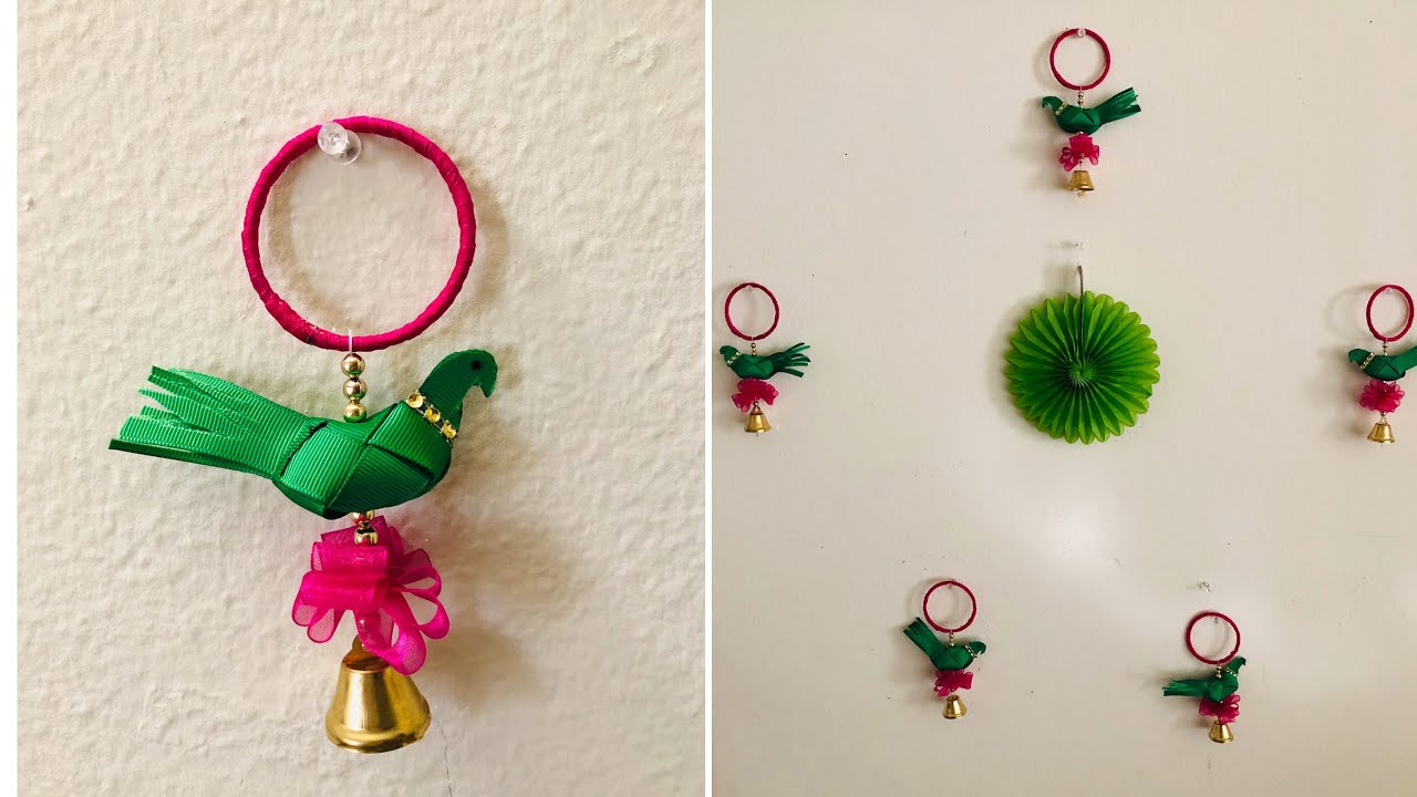 Artificial parrot making with ribbon//festival & functions decorative purpose/ Telugu Vlogs from USA