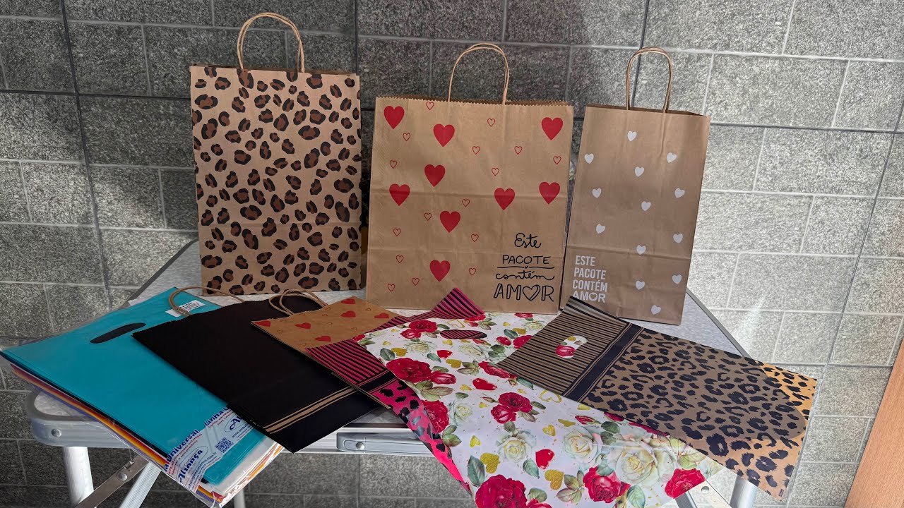 SACOLAS QUE UTILIZO NA MINHA LOJA. TAMANHOS E O QUE CABE EM CADA UMA DELAS!
