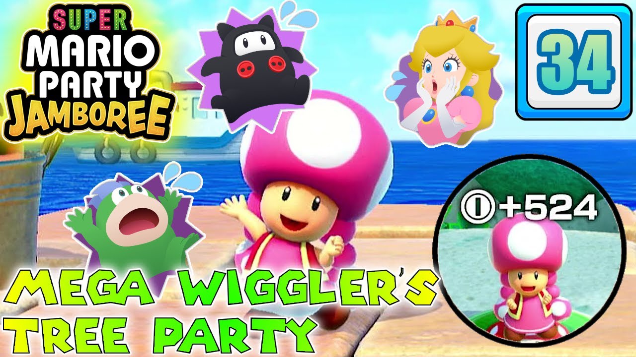 Super Mario Party Jamboree - (Game 34) Toadette VS Peach VS Ninji VS Spike - Wiggler's Tree Party