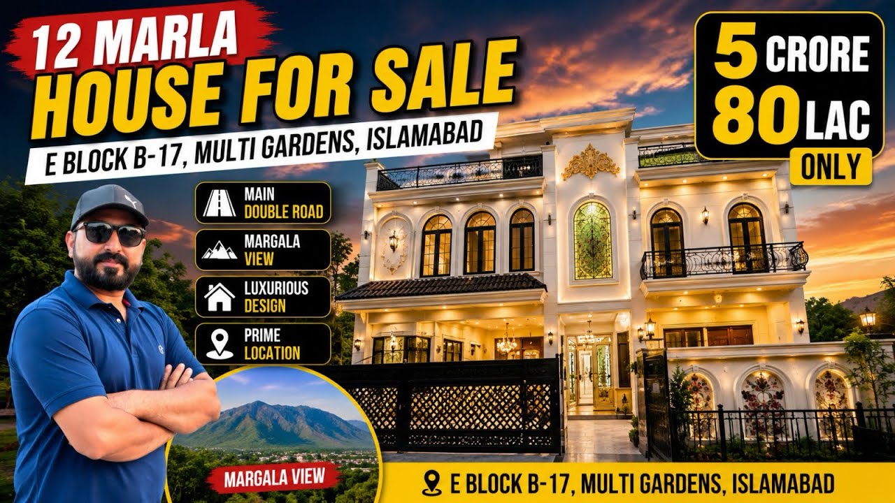 12 Marla Spanish Designer House for sale E Block B17, multi Gardens Islamabad 