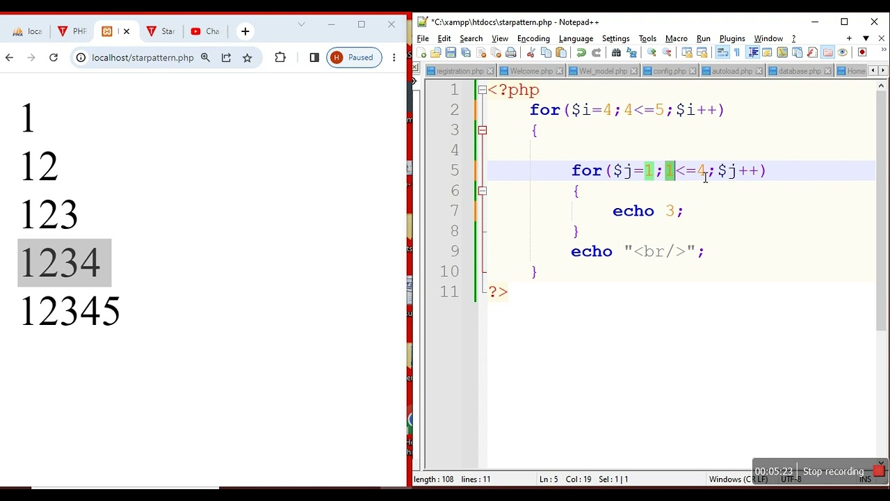 star pattern in php