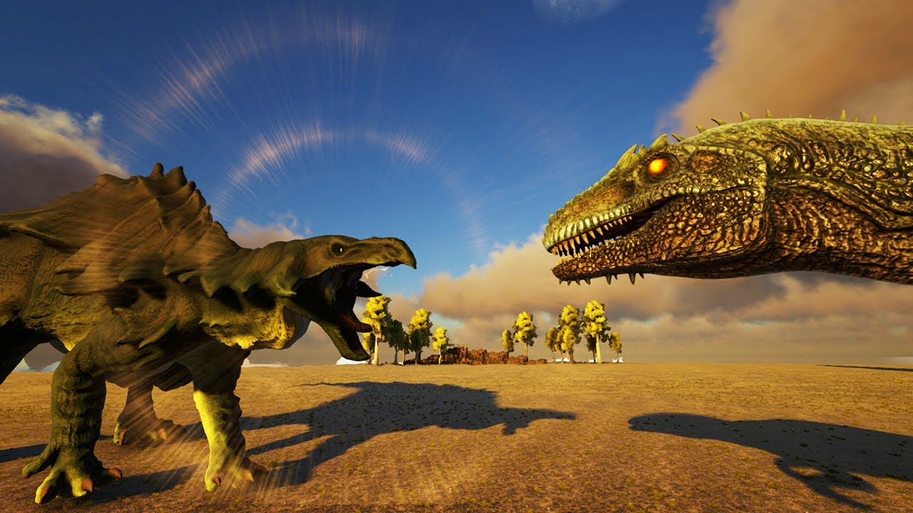 Iguanont vs Giganotosaurus and Titanosaur - ARK Survival Evolved