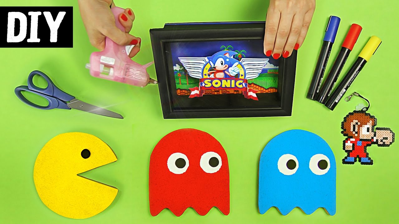 DIY GEEK 🕹️ Porta Recado, Chaveiro e Quadro 3D | PacMan, Sonic e Alex Kidd #DIYGamesAntigos
