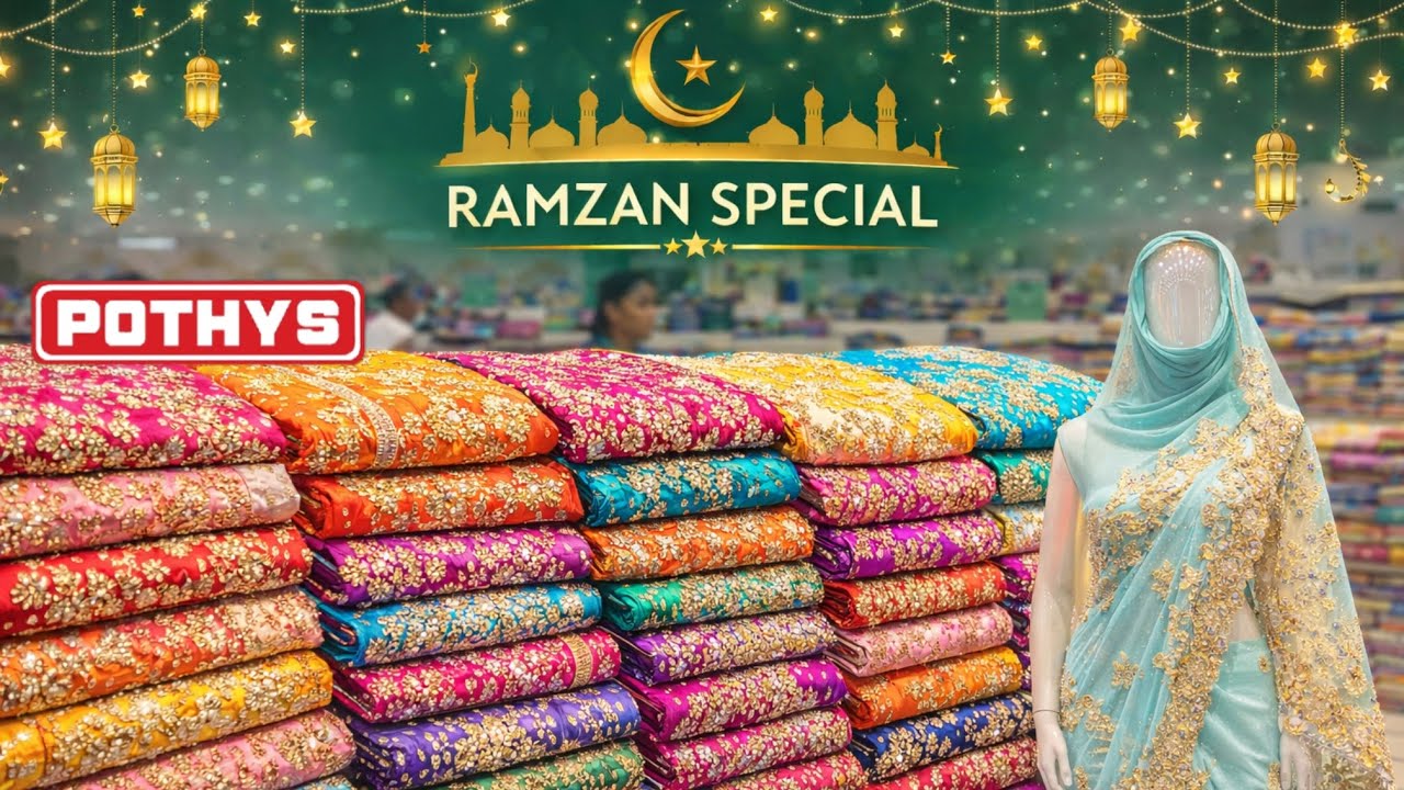 🎇POTHYS RAMZAN SPECIAL || new designer sarees || tissue saree,stone work,satin silk saree 🛍️🛒
