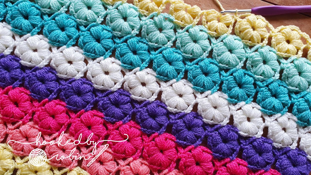 Crochet Puff Flower Blanket 🌸 JOIN AS YOU GO