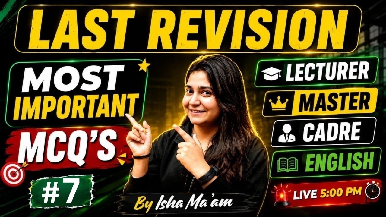 Master Cadre & Lecturer Cadre 2026 | English Most Important MCQs | Last Revision | By Isha Ma'am