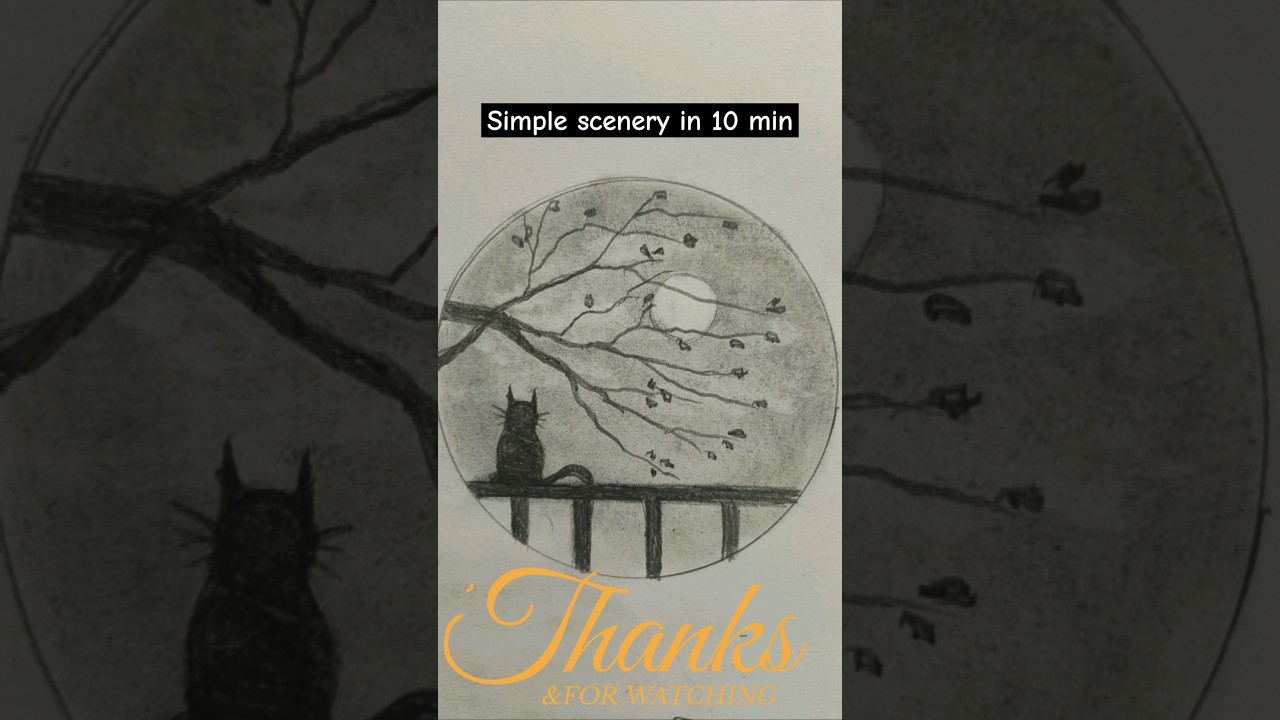 Simple scenery sketch in 10 min😊 #drawing #viralvideo #shorts