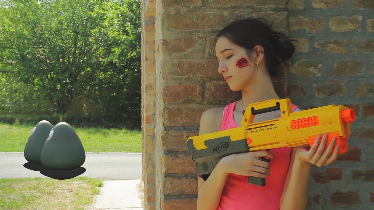 Nerf War : GIRL VS real life ZOMBIE POU LIKE CREATURES vfx action short film