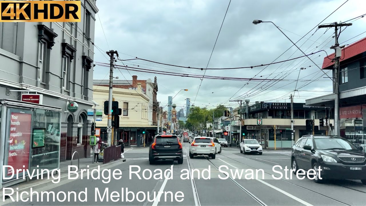Driving Bridge Road and Swan Street | Richmond | Melbourne Australia | 4K HDR
