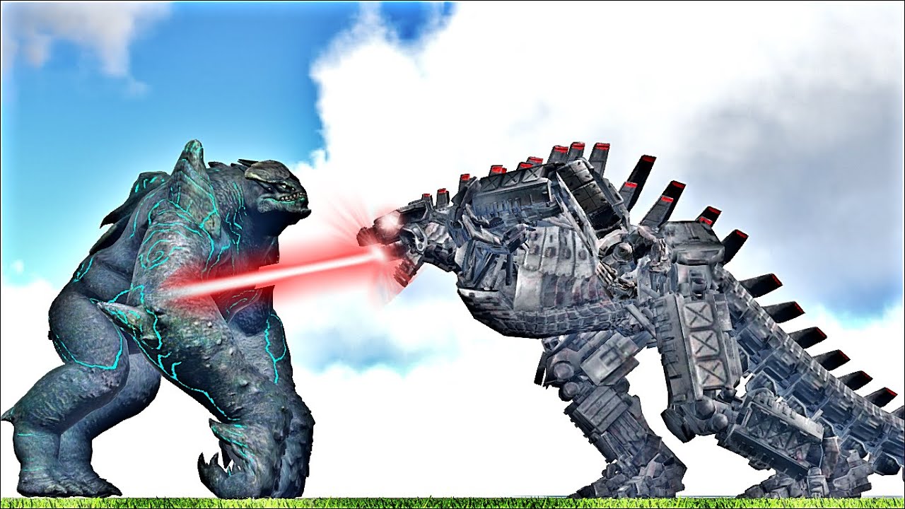 MECHA GODZILLA VS LEATHERBACK KAIJU PACIFIC RIM (ARK SURVIVAL EVOLVED BATTLE MONSTERS)