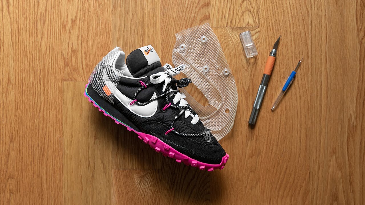 REMOVING PLASTIC OVERLAY FROM OFF WHITE X NIKE WAFFLE RACER || CUSTOM TUTORIAL
