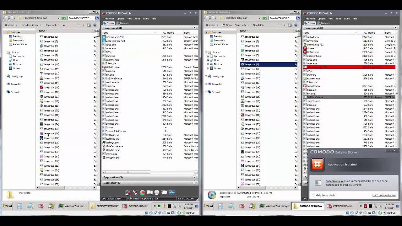 Comodo vs Emsisoft
