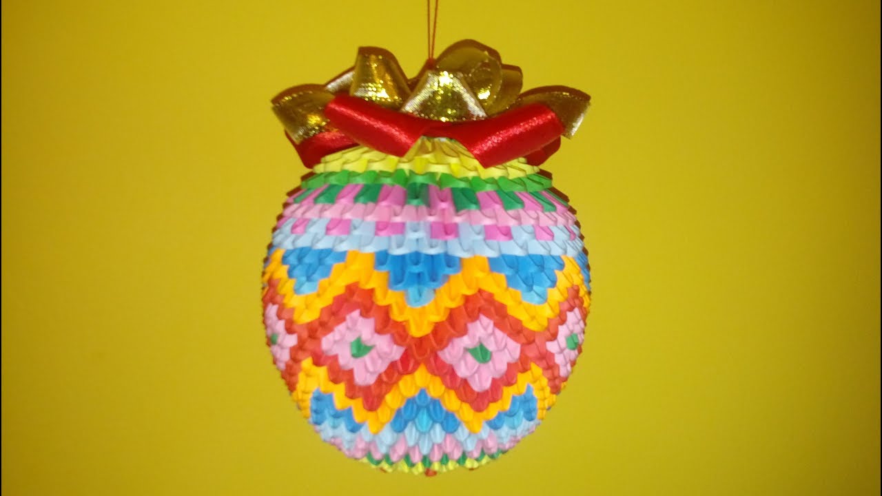 Origami modułowe: Jak zrobić dużą bombkę z papieru na choinkę.