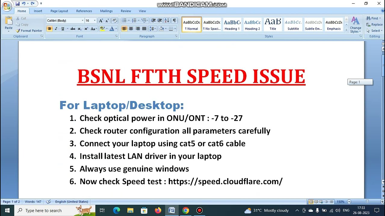 Bsnl broadband Ftth Connection speed problem ko kaise thik kare...
