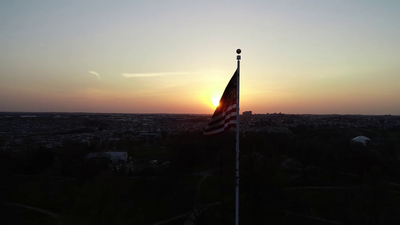 Patterson Park Pagoda Sunrise Drone Flight