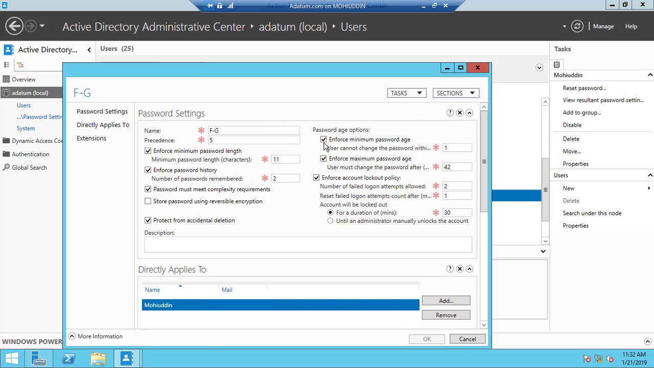 How to create Fine-grained Password policies in windows server 2012 R2