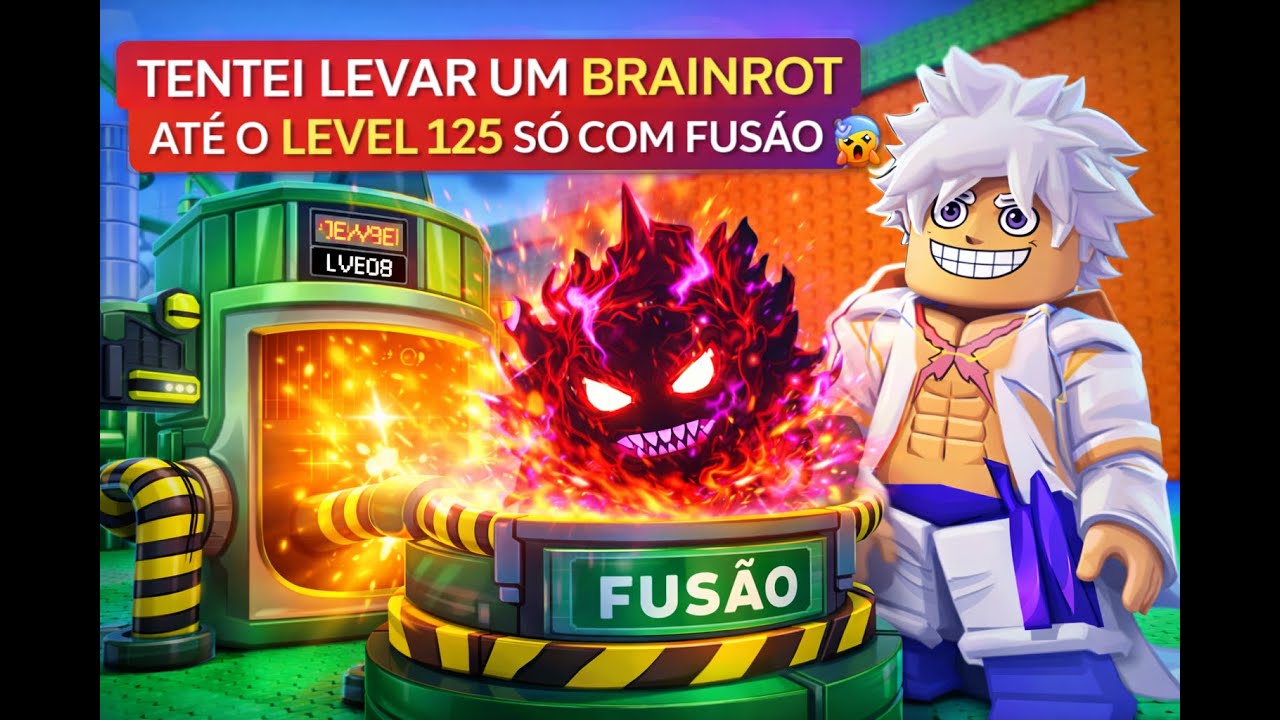 TENTEI LEVAR UM BRAINROT ATÉ O LEVEL 125 SÓ COM FUSÃO 😱