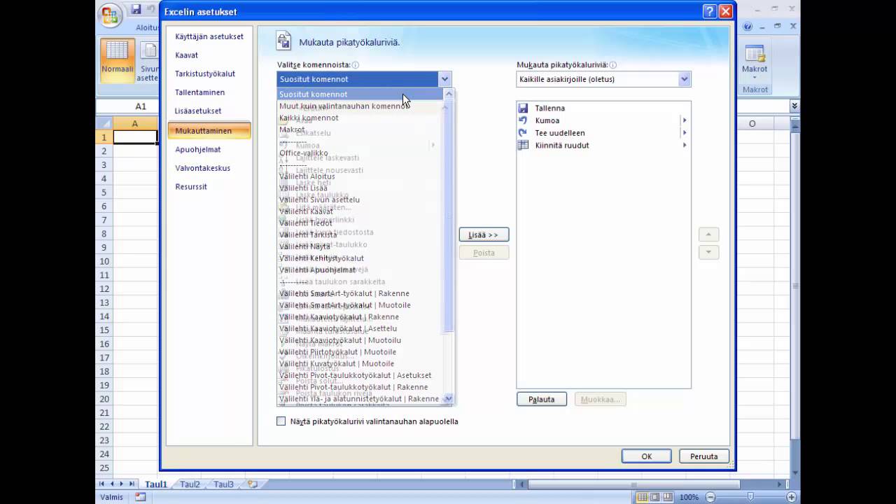 Excel 2007 1 Ty&ouml;tila, kertaus