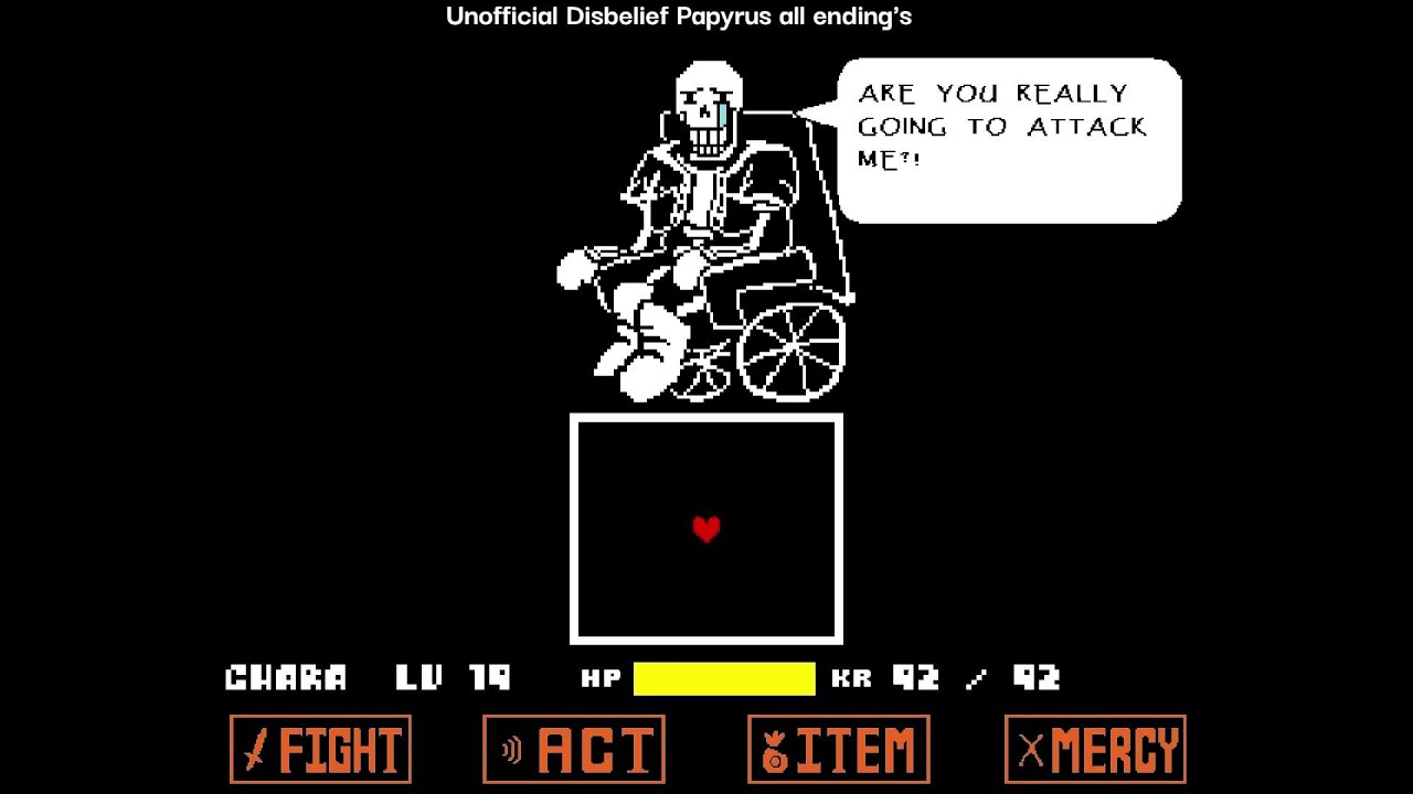Unofficial Disbelief Papyrus all endings