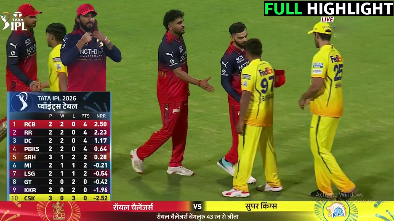 Chennai Super kings vs Royal Challengers Bangalore Full Highlight, RCB VS CSK 2026 FULL HIGHLIGHTS