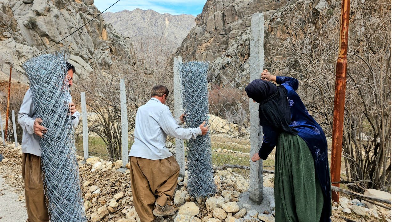 Learning how to build a garden fence using special techniques from this hardworking nomadic family