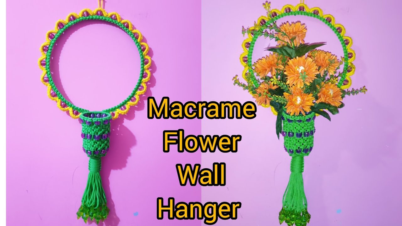 Macrame flower wall hanger#macrame hanger#macrame wall decor items #macrame round ring hanger