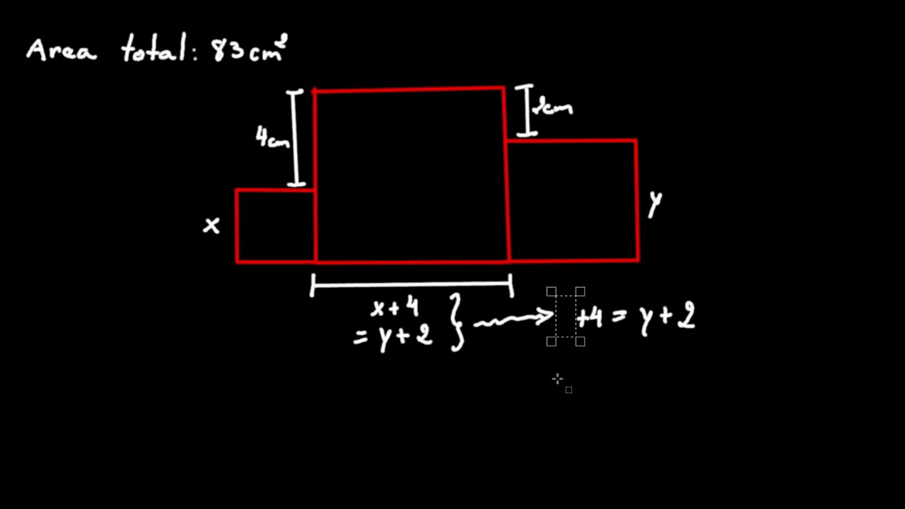 Questão sobre área de quadrados e sistemas de equação.