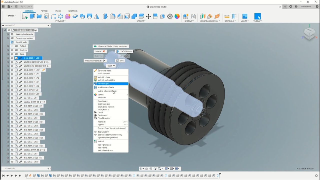 Fusion 360 - t&yacute;mov&aacute; spolupr&aacute;ce a sd&iacute;len&iacute; dat