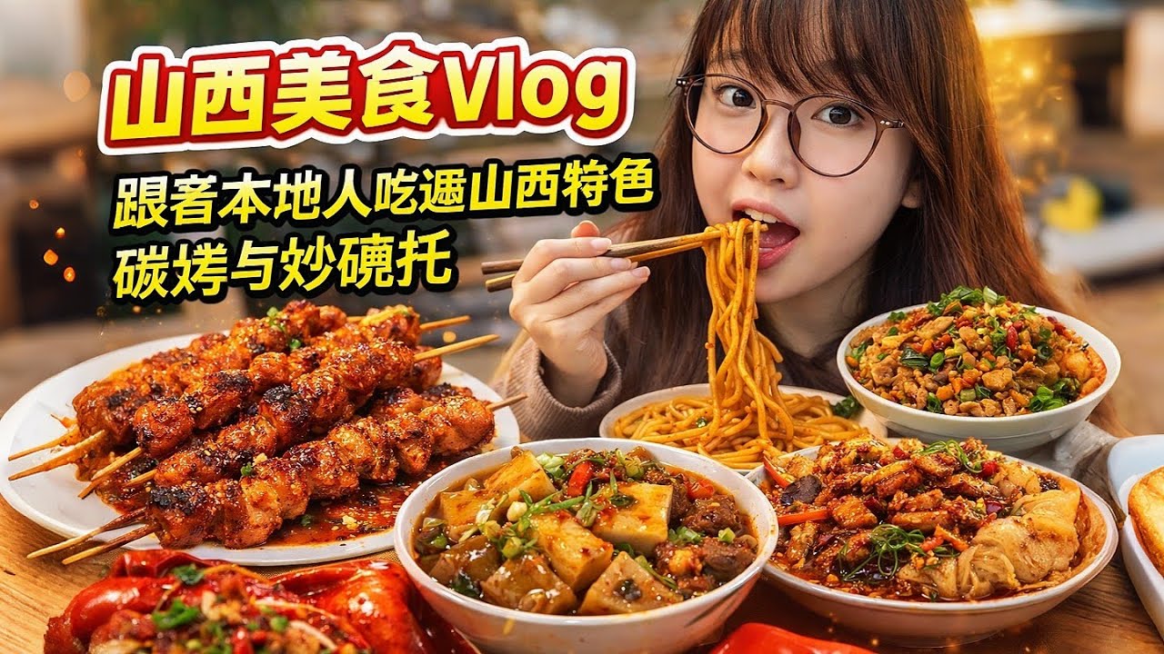 山西美食Vlog｜跟着本地人吃遍山西特色碳烤与炒碗托