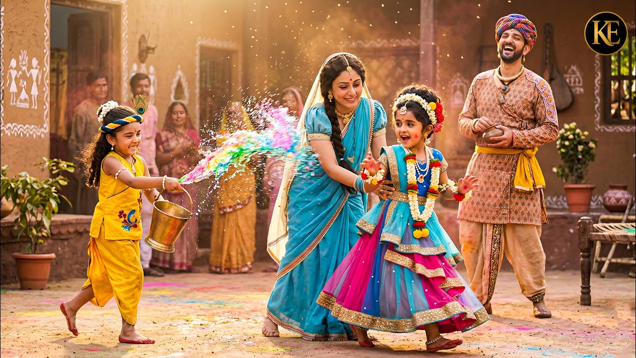 जब नन्हे कान्हा ने होली में राधा संग मचाई रंगों की धूम || मैया यशोदा का नंदलाला ||  YMKN