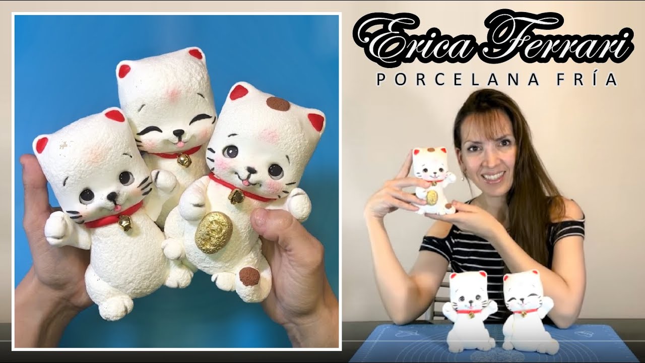 Cómo hacer GATO DE LA FORTUNA Y SUERTE | Erica Ferrari Porcelana Fría | Tutorial Fácil