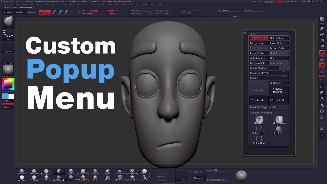 How To Create A Custom Popup Menu In ZBrush