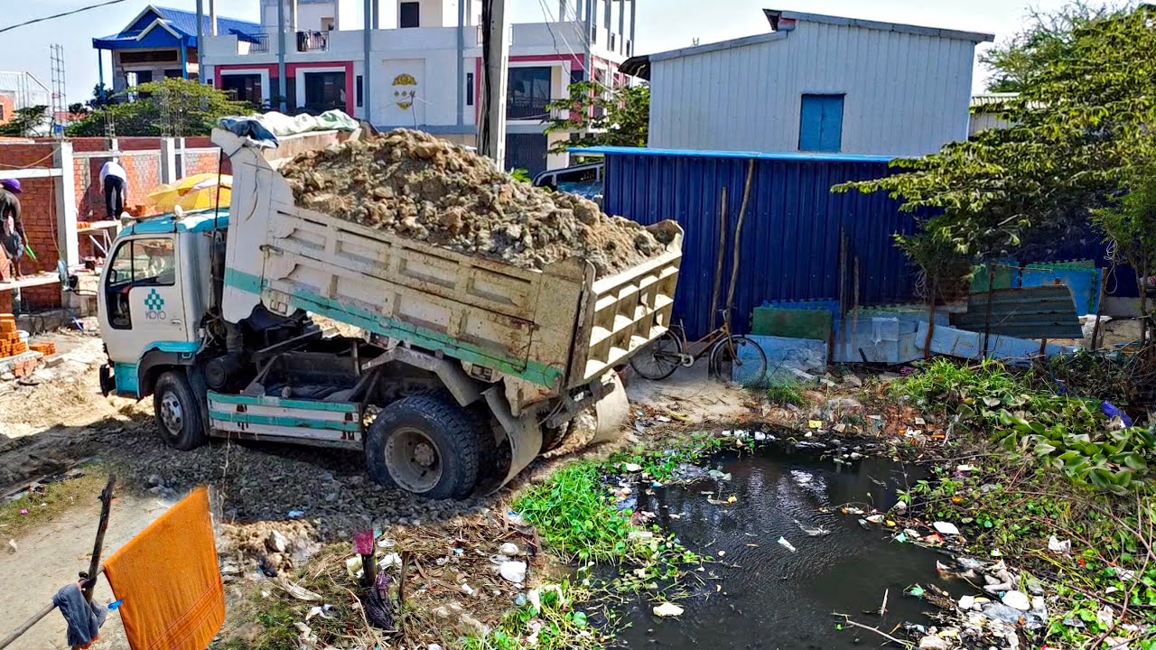 First Opening A Perfect Project!! Landfill By Skills Bulldozer Pushing Soil with 5ton truck