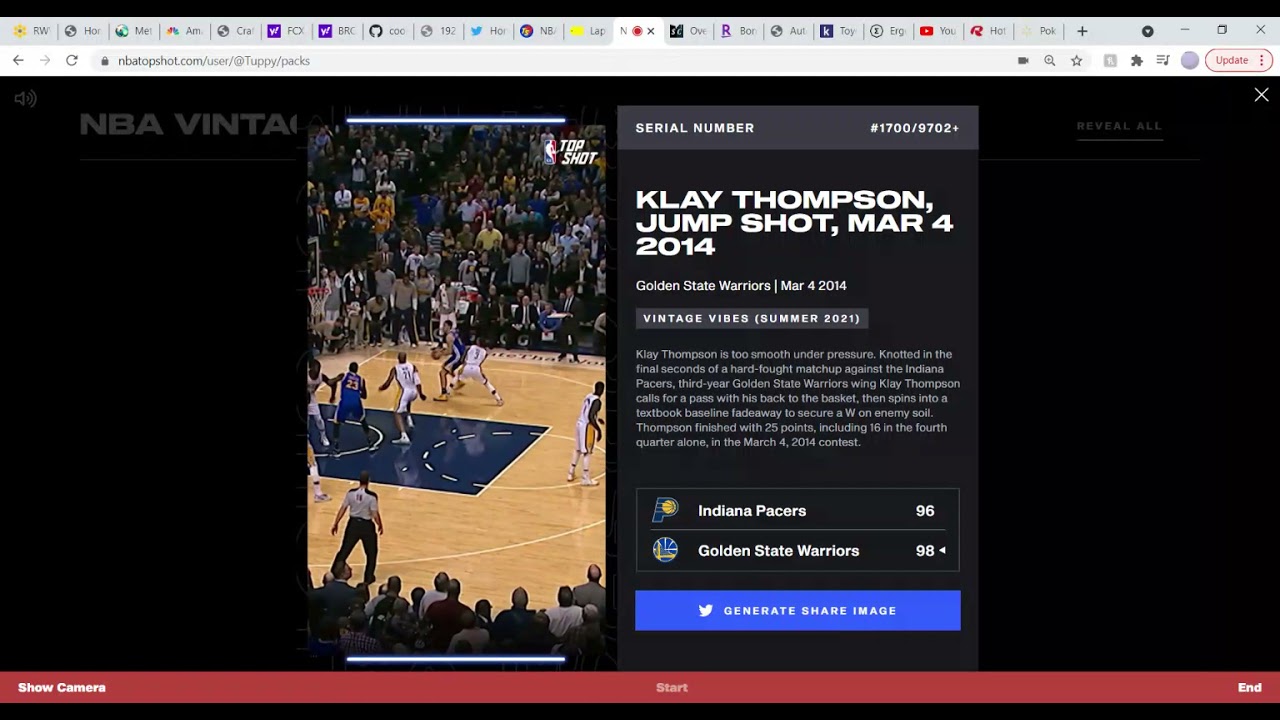 klay thompson top shot debut pack opening
