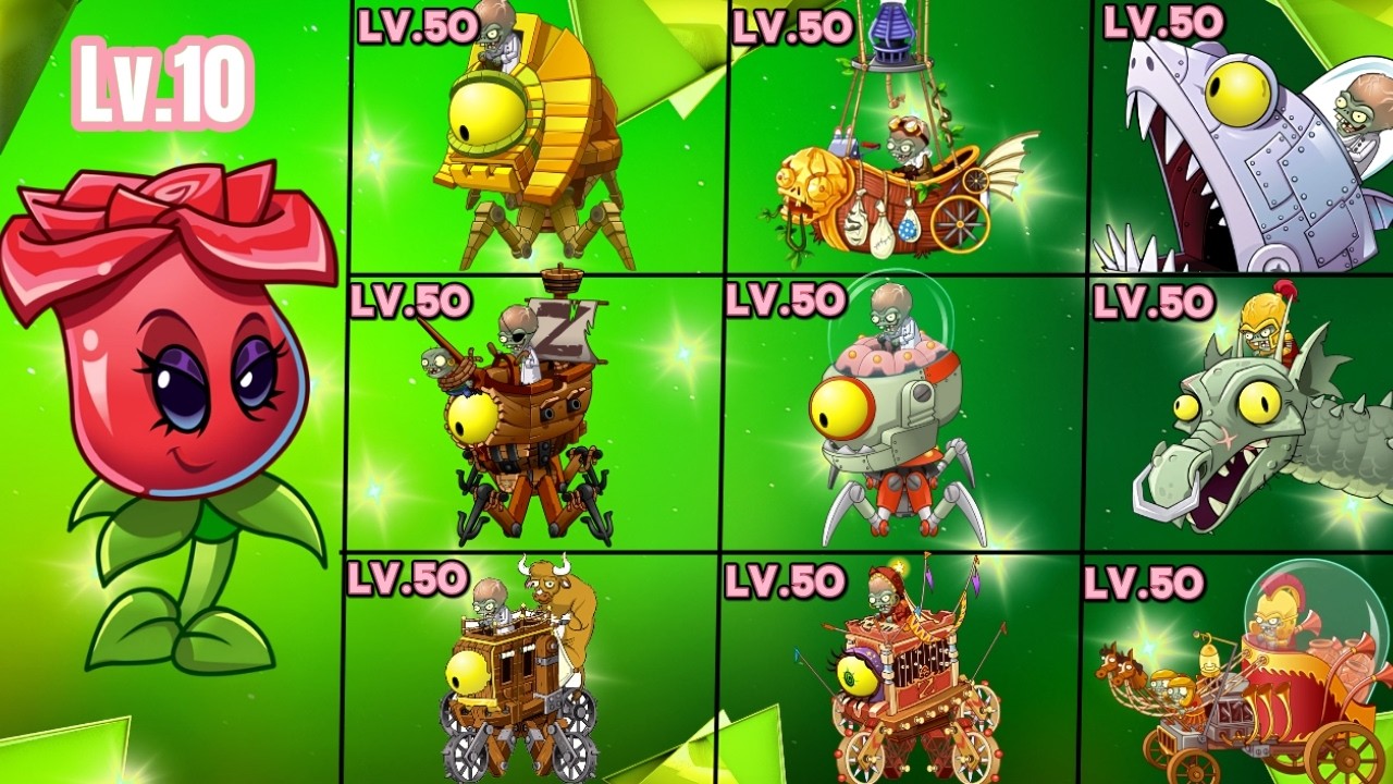 PvZ2 NEW Rose Plant vs ALL Bosses Level 50 😱 | MAX Power Gameplay 🌹💥