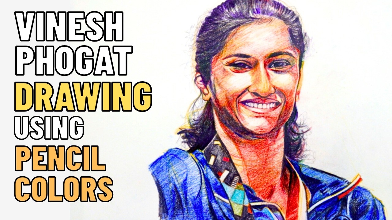 Vinesh Phogat Portrait Using Pencil Colors - Art Tutorial - Ashutosh Art Studio