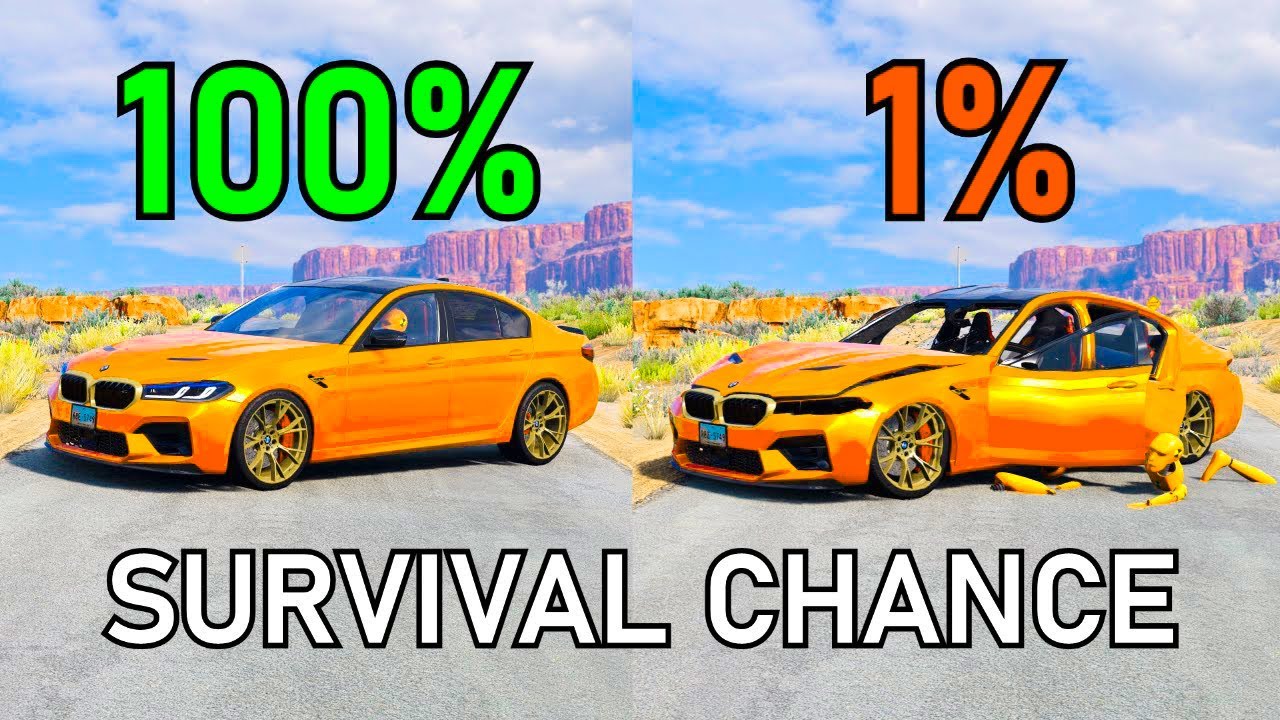 BeamNG.drive Survival Chance Test #5 (With Dummies) | Realistic Crashes.#beamngdrive #carcrash