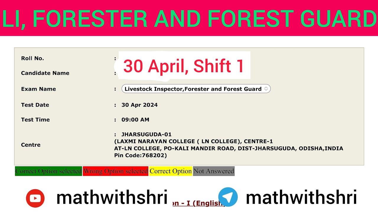 LI, FORESTER & FOREST GUARD 2024 Math Solution : 30 April, Shift 1 solved paper - must watch #osssc