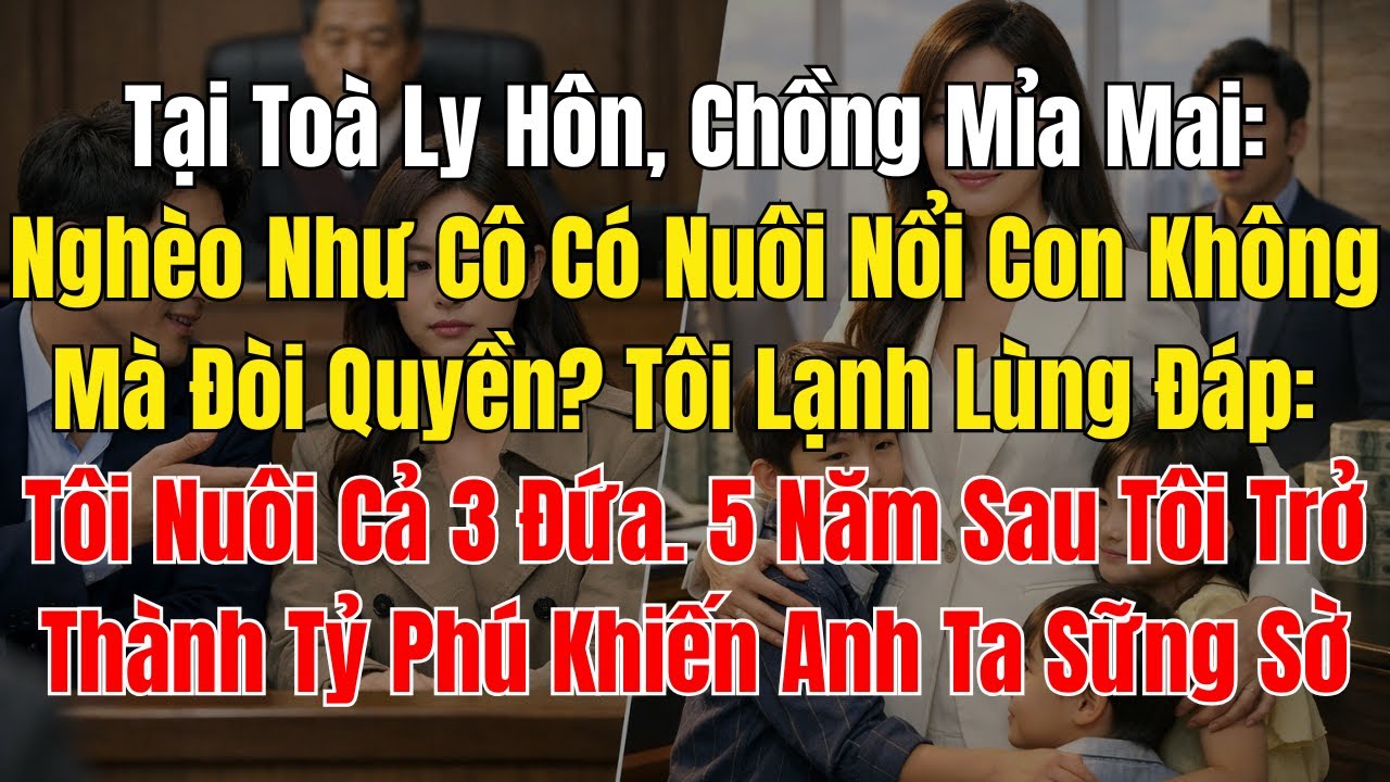 Tại Toà Ly Hôn, Chồng Mỉa Mai Nghèo Như Cô Có Nuôi Nổi Con Không Mà Đòi Quyền Tôi Lạnh Lùng Đáp Tôi