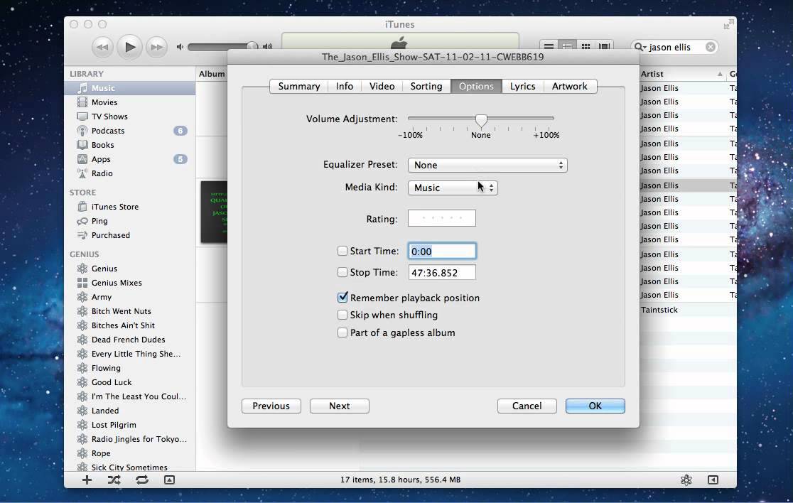 Info dialog box - Options demo
